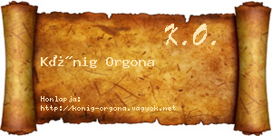 Kőnig Orgona névjegykártya